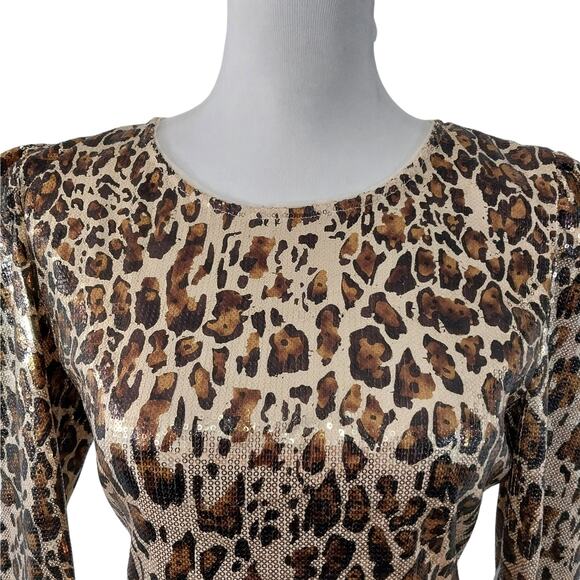 NWT@$100! NEW YORK & CO.! BLACK, BROWN, GOLD MINI SEQUINNED SHEATH DRESS! SZ M - Picture 5 of 11
